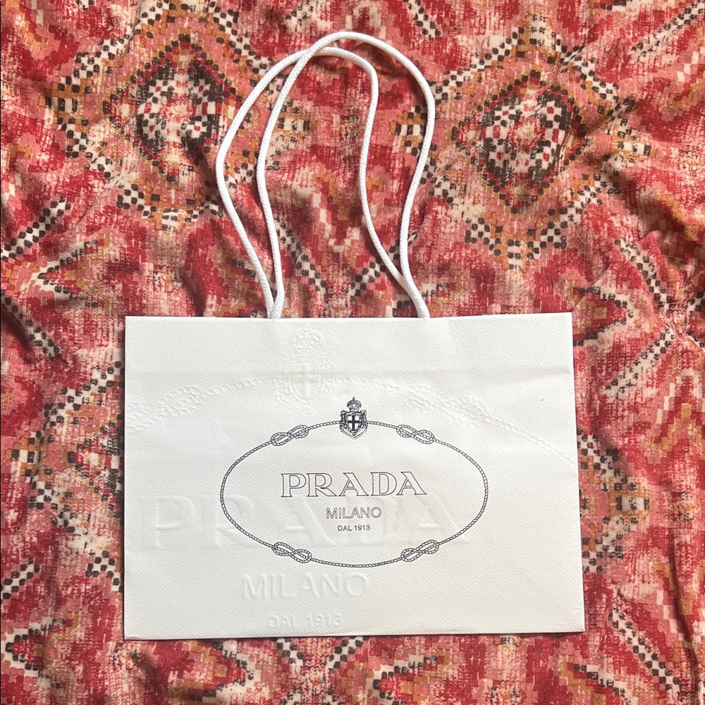 Prada White Logo Shopping Bag